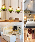 Vintage Edison Style LED Filament Bulbs 12 Pack, 60W Equivalent, used in various home lighting settings and fixtures.