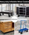 Built Tough 8 Inch Heavy Duty Pneumatic Casters Set Of Four With Two Swivel And Two Rigid Wheels on utility carts and workbenches.