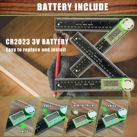 Digital Angle Finder Protractor 2 In 1 Miter Saw Ruler 7 Inch 200mm ABS High Accuracy Handy Tool for woodworking project.
