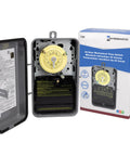 Top Shelf Mechanical Timer Switch DPST 208 To 277 Volt 24 Hour Manual Dial Type 3R Weather Sealed with packaging