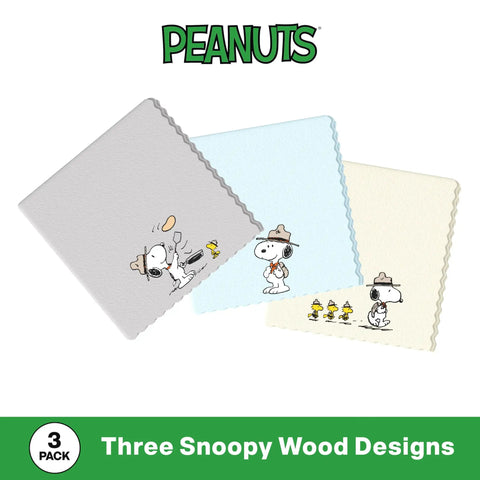 3 Pack Microfiber Cleaning Cloths For Glasses And Lenses, Ultra Soft Eyeglass Wipes with Snoopy designs, safe on all surfaces.