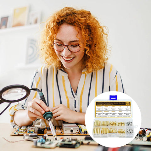 Top Shelf 280 Pcs M2.5 Motherboard Standoffs And Premium Brass Screws Kit For Desktop Builds And Electronics shown in use.