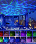 Epic Galaxy Projector Star Light With Bluetooth Speaker White Noise Machine Night Light For Bedroom Kids Adults Game Room Home Theater Ceiling Decor displaying multicolor star patterns on city apartment ceiling.