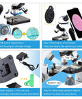 40X To 2000X Microscope For Kids And Adults, Kid Friendly Setup With 30 Prepared Slides, Phone Adapter, Accessories, LED features