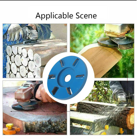 Heavy Duty Six Tooth Wood Carving Disc For Angle Grinder in use, showcasing stump removal and wood profiling tasks.