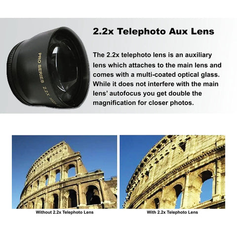 2.2x telephoto aux lens with before and after comparison of Colosseum in DSLR Camera Bundle With EF-S 18-55mm Lens SanDisk 32GB Card Tripod Case Wide Angle Lenses ZeeTech Accessory Kit 20 Pieces Renewed Rebel T7 Style Body Great For Beginners And Enthusiasts.