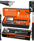 Telescoping Magnetic Pickup Tool Set With Inspection Mirror And 3 LED Lights Flexible Gooseneck 360 Degree Rotation kit with packaging