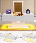44 Inch LED Coffee Table With 3 Drawers, LED Lights, USB Charging Station And Flip Top Compartment, illuminated with RGB lighting