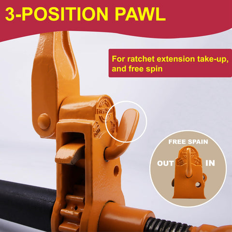 Close-up of 3-position pawl on Heavy Duty Ratchet Binder 4 Pack Folding Handle Load Binder For 5/16 And 3/8 Grade 70 Chain, 7100 Lbs