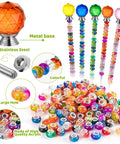 Awesome DIY Fairy Wand Garden Stakes Kit Includes 230pcs Colorful Beads And Complete Parts, showcasing colorful acrylic beads and stainless steel rods.