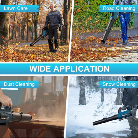 Cordless Leaf Blower 630 CFM 160 MPH 21V With Dual 4Ah Batteries And Charger Included Battery Powered Yard Care Tool
