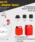 Auto-Stop portable fuel transfer pump, battery/USB powered, with 51-inch hose and four adapters for gasoline and diesel