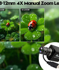 16MP HD USB Camera With 2.8 to 12mm 4X Optical Zoom CS Mount Lens showcasing zoom capability on leaf with ladybug
