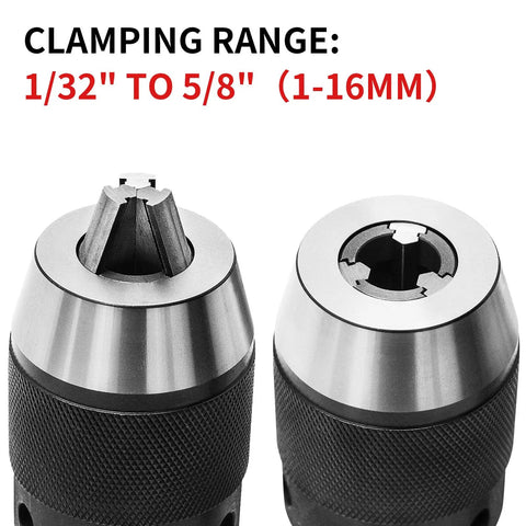 Heavy Duty Keyless Drill Press Chuck Mt2 To Jt33 Morse Taper Arbor Self Tightening Cnc Lathe Milling Kit Precise One Thirty Two To Five Eighths Inch Capacity No Sweat Installation Built Like A Rock For Real Shop Work