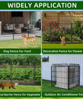 No Dig Tall Decorative Garden Fence With Double Lock 40 Inch High Panels 24 Foot Long Rustproof Metal Edging And Borders Outdoor Yard Fence Animal Barrier With Easy To Install Temporary Ground Stakes used as dog fence and garden border.