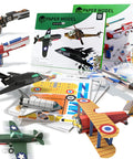Two Themes In One 3D Paper Building Models Kit for Kids Ages 8 to 12 with pre-cut aircraft and weapon origami projects displayed
