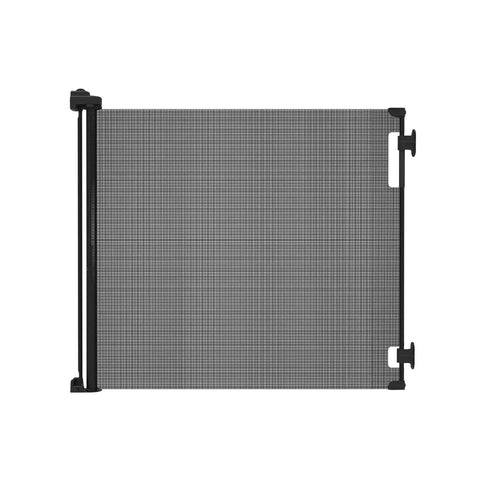 Side view of Retractable Baby Gate for Stairs and Doorways, 33 Inch Tall by 55 Inch Wide, Mesh Safety Gate for Kids and Pets, Gray