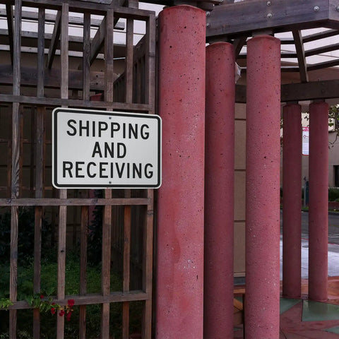 Shipping And Receiving Sign 18x24 In 3M Engineer Grade Reflective Aluminum Black On White, Durable Outdoor Sign With Rustproof Build, DOT Compliant, 10 Year Life, Easy Mounting With Rounded Corners And Three Eighths Inch Mounting Holes