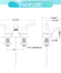 Dimensions diagram of Two Handle Bathroom Sink Faucet With WaterSense Certification In Polished Chrome Slick Curved Design