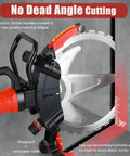 Heavy Duty Dual Blade Concrete Wall Cutter With Robust 8980W Motor And Rock Solid 3000Rpm Speed For Zero Sweat 11.8 Inch Deep Cuts. Close-up of ergonomic handles and cutting mechanism.