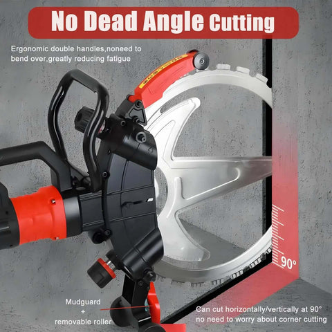 Hella Tough 8980W Electric Concrete Circular Saw And Wall Chaser Machine with ergonomic handles and 90-degree cutting capability.