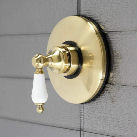 Old School Vintage Volume Control With Lever Handle In Brushed Brass Finish Solid Brass Build One Half Inch NPT Connection ADA Compliant