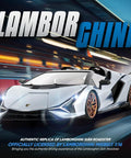 Officially Licensed Lamborghini Remote Control Car One Six Scale Lambo Toy Car With LED Lights 2.4GHz RC Car For Adults And Kids Fast 12 Kilometers Per Hour Gift Idea in light blue with LED lights, showcasing front side view on a track.