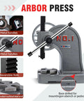 One Ton Arbor Press With Hand Wheel Cast Iron Heavy Duty Manual Arbor Press Desktop Punch Press Machine Built Tough
