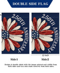 Patriotic 250th Anniversary USA Garden Flag 1776 To 2026 Double Sided Waterproof 12x18 Inch Commemorative Flag For Yard Or Garden Decor With High Definition Print On Both Sides, showing flower design and text on each side.