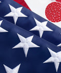 Close-up of American Flag 3x5ft Heavy Duty Outdoor Nylon Flag With Embroidered Stars And Brass Grommets Double Stitched For Durability
