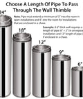 8 Inch Class A Double Wall Insulated Chimney Pipe Through Wall Kit With Spark Guard Cap For All Fuel Heaters, Various lengths diagram.