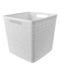 Set Of 4 Large Cube Storage Baskets With 17L Capacity, Jute Look Resin Bins For Easy Home Organization, White basket