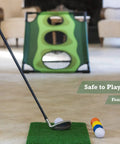 Backyard Golf Cornhole Game For Adults And Men, A Dope Chipping Practice Session That Feels Like Real Golf, indoor setup with foam balls and target