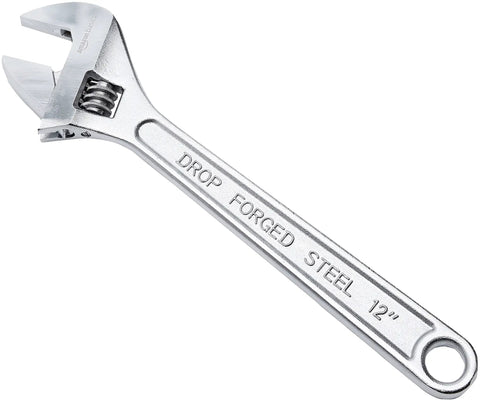 12 inch wrench from 4 Piece Chrome Plated Adjustable Wrench Set With Inch And Metric Scale For Auto Repair, Plumbing, And General Maintenance