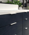 White Modern Cabinet And Drawer Edge Pull Handle Center To Center Five And One Sixteenth Inch 128 Mm for kitchen cabinets