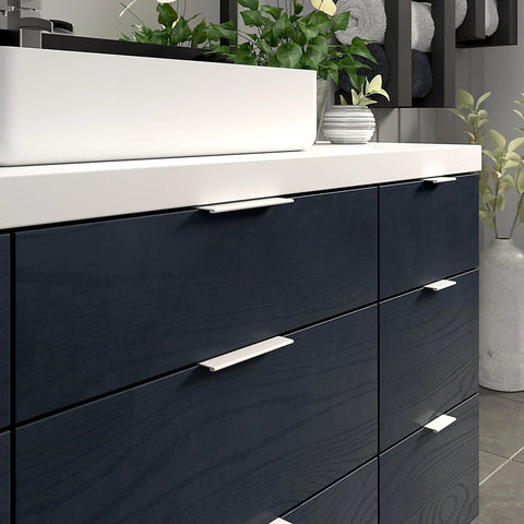 White Modern Cabinet And Drawer Edge Pull Handle Center To Center Five And One Sixteenth Inch 128 Mm for kitchen cabinets