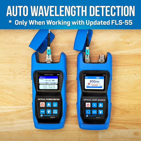 FPM-55 Pro Grade Fiber Optic Power Meter With USB Data Storage, 2025 Model, auto wavelength detection feature displayed
