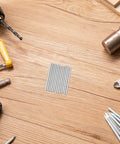 Heavy Duty Stainless Steel Dowel Pins M3 Cylindrical Shelf Support Pegs Kit 50 Pieces with tools on wooden surface
