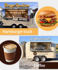 Top Tier Stainless Steel Food Trailer A Solid 16 Foot Yellow Mobile Kitchen, double axle design, equipped for burgers and coffee.