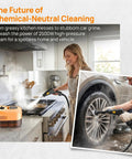 Heavy Duty 2500W Handheld Steam Cleaner With 4.5 Bar High Pressure For Kitchens And Bathrooms, cleaning kitchen and car wheel.