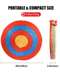 Backyard Archery Target Three Layer Thick Straw Circular Target With Color Rope Surface, compact size, 20in diameter