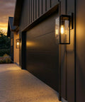 One Light Outdoor Indoor Wall Sconce Dope Matte Black Finish With Clear Glass Shade Weather Resistant Modern Exterior Lighting