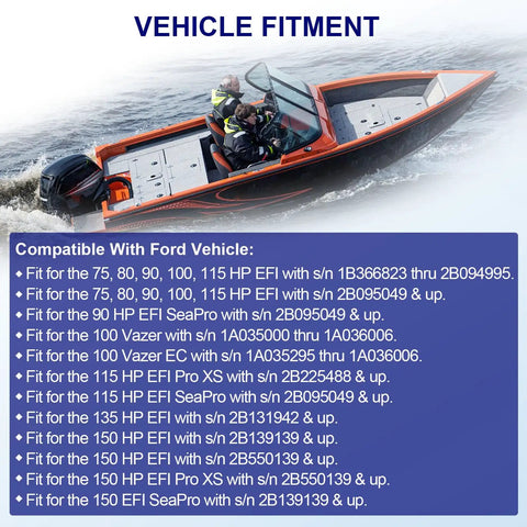Plug And Play Idle Air Control Valve For Mercury Mercruiser Outboard Four Stroke Engines compatibility chart with boat image.
