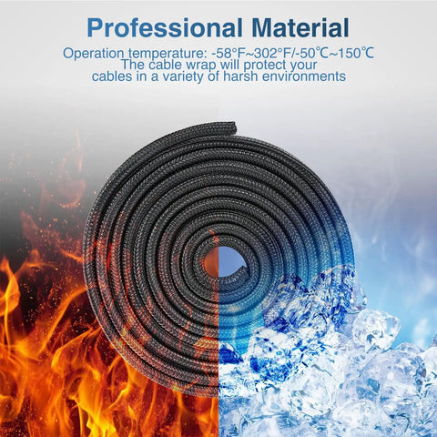 10ft Braided Cable Sleeve for DIY Cable Management One Quarter Inch Diameter Split Self Wrapping Wire Loom for Computer Automotive