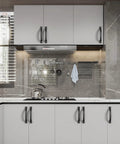 Modern kitchen with 10 Pack 4 Inch Matte Black Cabinet Handles For Kitchen Cabinets 102mm Cabinet Pulls Satin Finish, installed view