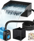 Waterfall Kit With 8 Inch Spillway 660 GPH Pump And Filter Cage 10 Ft Corrugated Tubing Premium Filter Media for garden pond