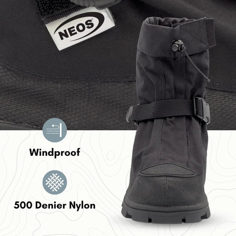 Rock Solid Ice Grip Winter Hiking Boots With 32 Replaceable Aluminum Studs And Sturdy Heel Spikes For Nasty Trail Traction Cold Weather Workhorse Footwear, black, 500D nylon, windproof design.