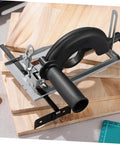 All In One Universal Angle Grinder Stand Heavy Duty Bracket With Comfortable Handle on wooden panels in a workshop setting