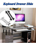 Heavy Duty Metal Ball Bearing Drawer Slides With Whisper Quiet Operation For Keyboard Trays And Cabinet Drawers, black and silver pair on office desk