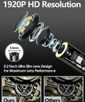 Endoscope Camera 5.5mm with 1920P HD Borescope, 8 Adjustable LED Lights, Semi-Rigid Snake Cable, IP67 Waterproof, 16.4ft Cable, Single Lens, Works with iOS and Android, Plug And Play Via UseePlus App, 5.5mm lens close-up